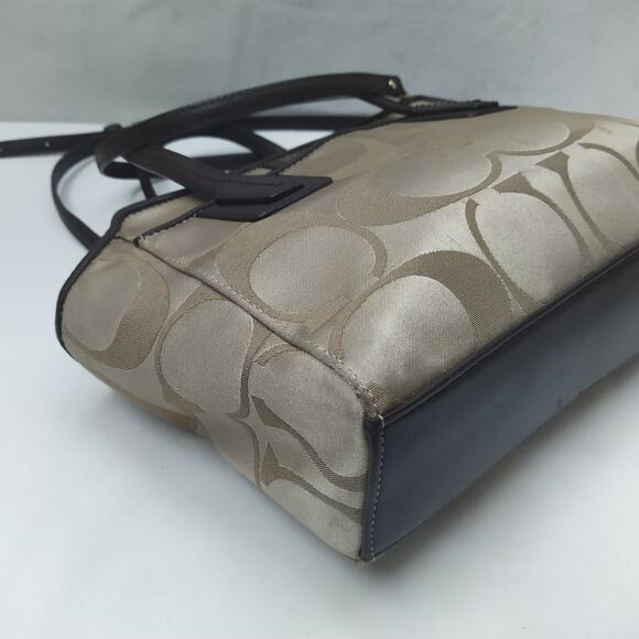 Coach Taylor Signature Light Tan Canvas Mini Tote Cross Body Bag Style# F28641 - Picture 8 of 16